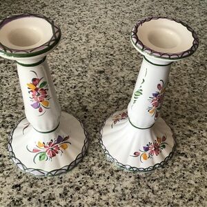 Hand Painted Ceramic Candle Holders